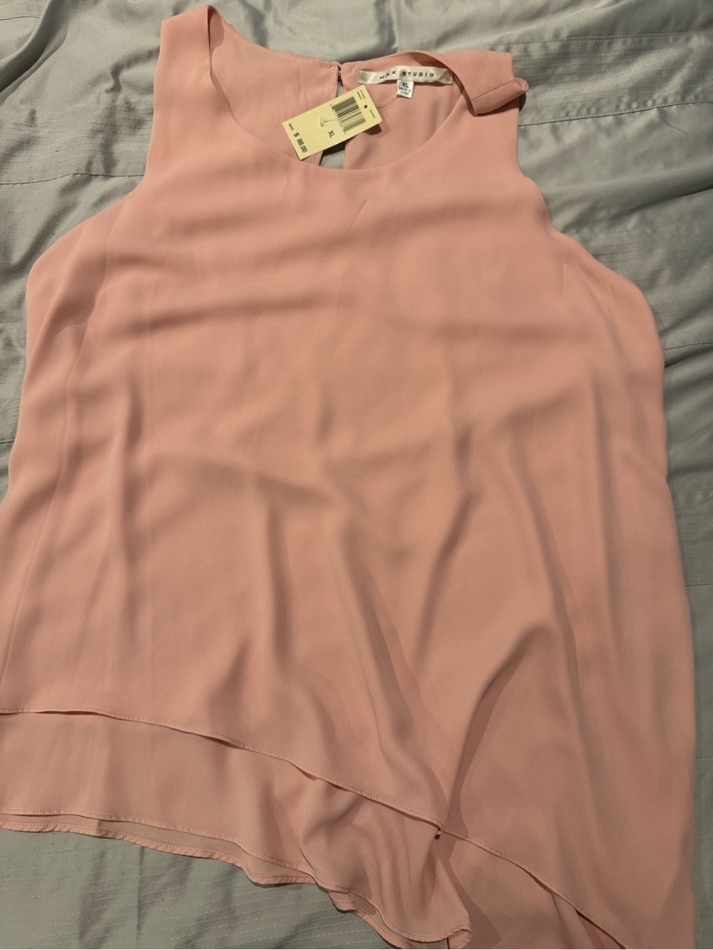 Max Studio Light Pink Asymmetrical Tank - Picture 4 of 6